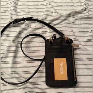 Michael Kors Black and Gold Crossbody Phone Holder